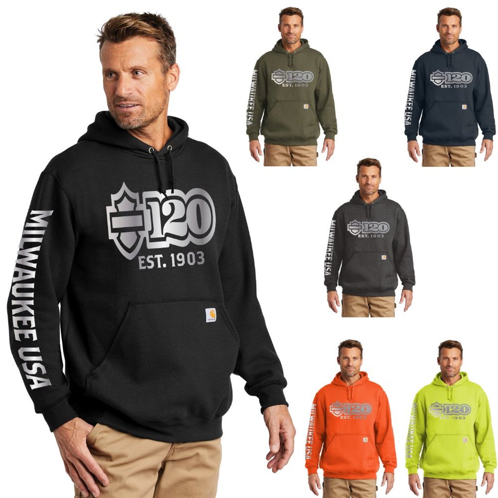 Harley Davidson 120th Anniversary Carhartt Hoodie Reflective Asst Colors Sizes